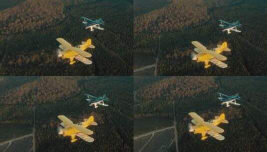 轻型飞机在空中飞行 高清在线视频素材下载