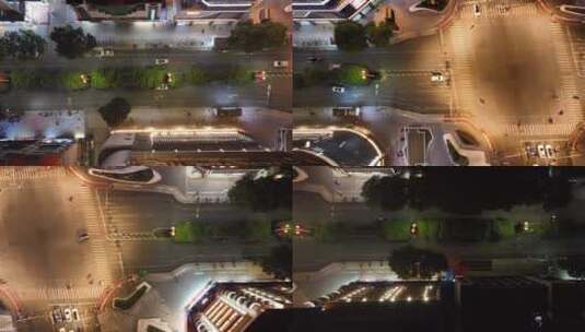 航拍鹰潭城市商业街十字路口夜景高清在线视频素材下载