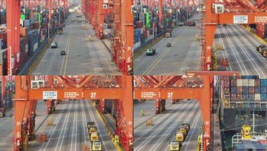 4K货运集装箱港口航拍高清在线视频素材下载