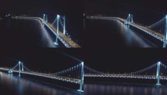 航拍星海湾大桥夜景4K视频高清在线视频素材下载
