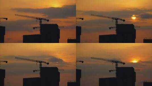 城市建筑高楼剪影逆光拍摄延时视频B高清在线视频素材下载
