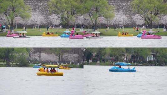 南京玄武湖公园乘船游玩4K高清在线视频素材下载