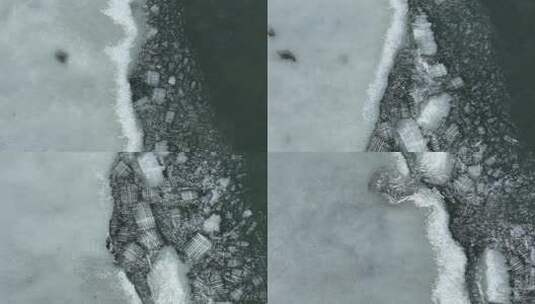 水面浮冰荡漾冰面冰层春暖融化高清在线视频素材下载