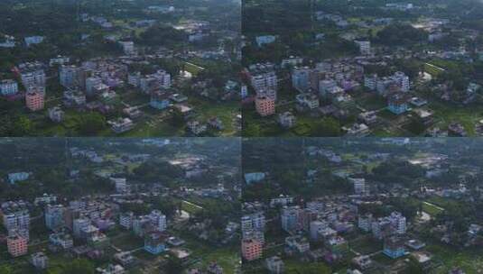 下午无人机飞过Sylhet的公寓楼高清在线视频素材下载
