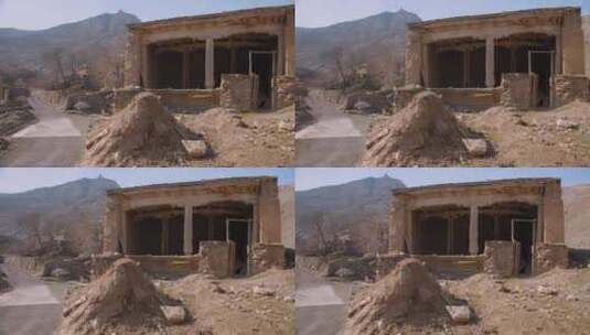 古老的石头清真寺在山中的堡垒丝绸之路，森托布村乌兹别克斯坦9的22高清在线视频素材下载