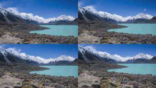 延时拍摄雪山脚下的湖泊高清在线视频素材下载