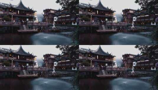 上海豫园夜景延时摄影高清在线视频素材下载