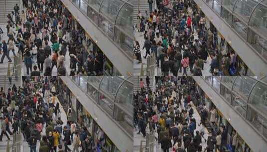 地铁站台排队等候上车的人群高清在线视频素材下载