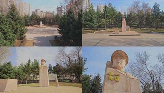 4K十大英模烈士苏宁雕像高清在线视频素材下载