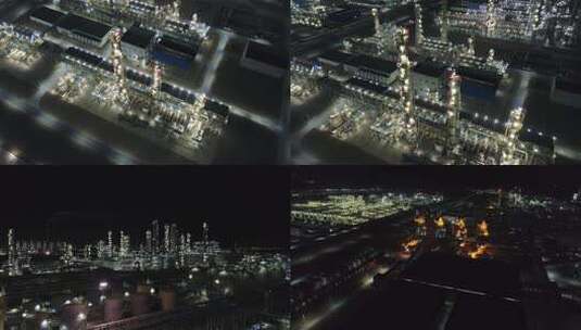 航拍宁夏神华宁煤集团厂区夜景合集3高清在线视频素材下载