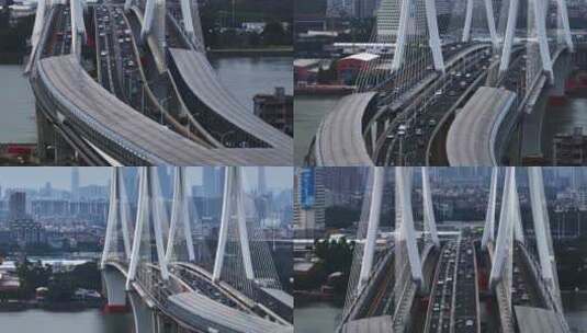 长焦航拍广州洛溪大桥高清在线视频素材下载