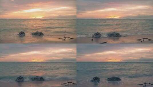 泰国苏梅岛海滩上的海上日落高清在线视频素材下载