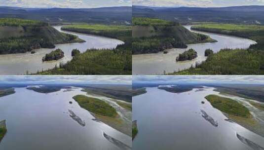 河流大景航拍高清在线视频素材下载