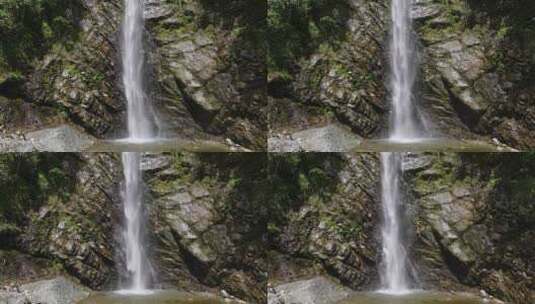山崖瀑布溪流水潭美丽风景高清在线视频素材下载