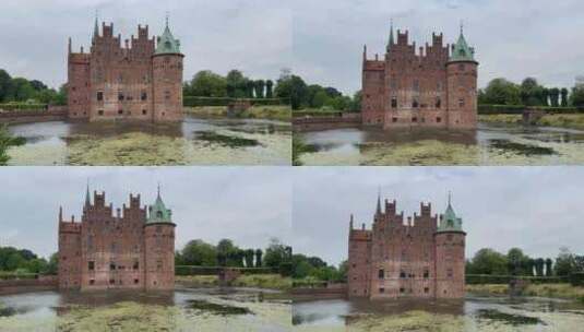 北欧丹麦王室水上城堡高清在线视频素材下载