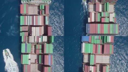 航拍在海上的大型集装箱船高清在线视频素材下载