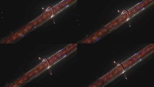航拍杭州之江大桥夜景高清在线视频素材下载