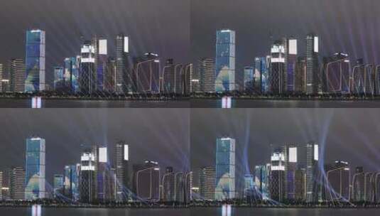杭州亚运会城市阳台钱江新城灯光秀高清在线视频素材下载