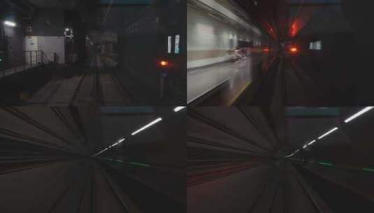 地铁在隧道穿梭 行驶 主观视角高清在线视频素材下载