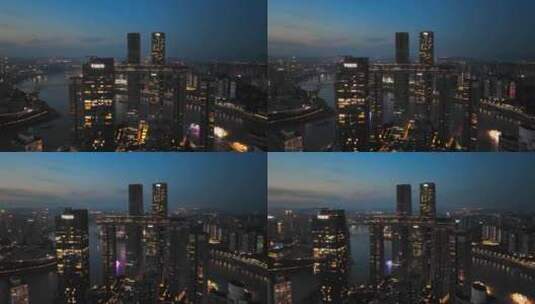 重庆来福士夜景航拍高清在线视频素材下载