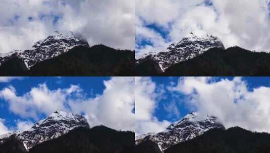 4K航拍延时西藏雪山山峰入云云雾缭绕高清在线视频素材下载