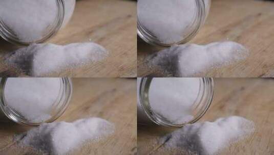 一罐子白糖在桌子上高清在线视频素材下载