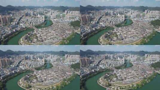 贵州铜仁中华门古城航拍高清在线视频素材下载