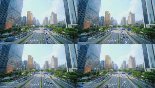 广州珠江新城花城大道 街道 道路 街景 车流高清在线视频素材下载