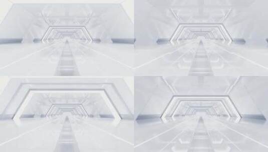 白色未来感隧道3D渲染高清在线视频素材下载