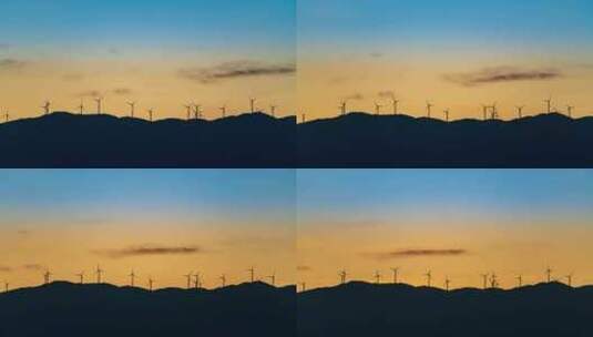 云南山区风力发电大风车日出延时摄影高清在线视频素材下载