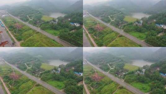 航拍重庆九龙坡白市驿开发建设水库森林高清在线视频素材下载