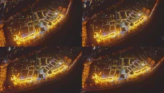 天津棉3创意街区夜景航拍高清在线视频素材下载