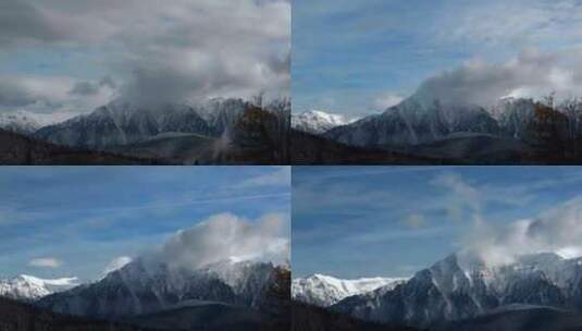 高原雪山山顶上云层飘动气流寒流高山雪景高清在线视频素材下载