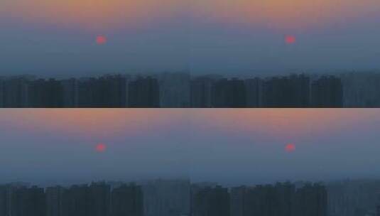 城市高楼雾霾日出环境保护空镜高清在线视频素材下载
