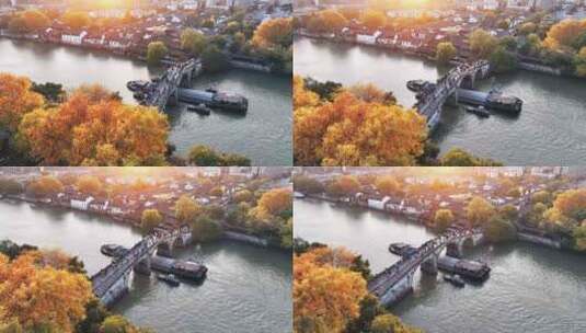 杭州拱宸桥秋色高清在线视频素材下载