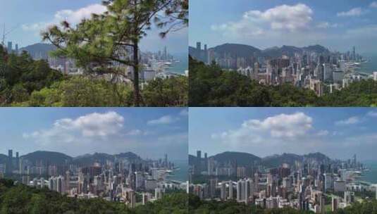 航拍香港城市建筑群高清在线视频素材下载