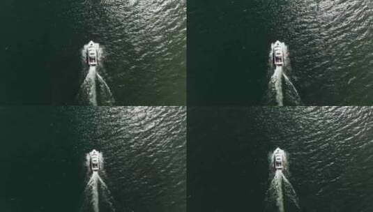水面上船航行俯拍高清在线视频素材下载