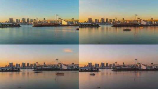 东京彩虹大桥日转夜延时高清在线视频素材下载