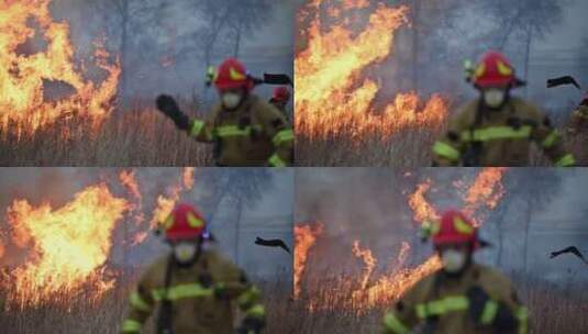 火灾消防队员正在灭火119高清在线视频素材下载