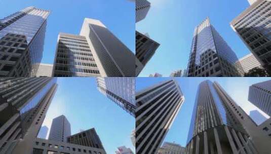 仰拍城市大厦、办公楼大厦、高楼大厦高清在线视频素材下载
