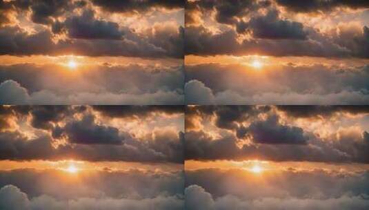云层日出阳光太阳云朵夕阳黄昏太阳光芒照射高清在线视频素材下载