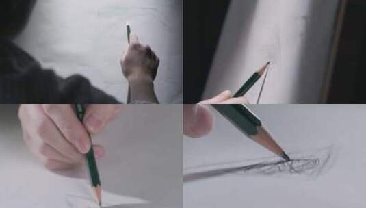 铅笔绘画创作画家素描美术生艺术写生高清在线视频素材下载