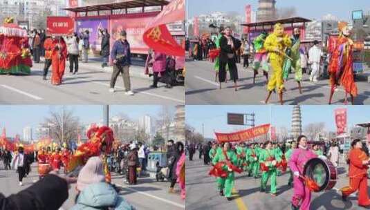 非物质文化遗产 春节表演 元宵游行高清在线视频素材下载