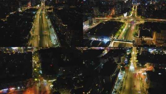 杭州西湖区西湖大道立交桥夜景车流延时摄影高清在线视频素材下载