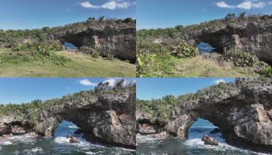 多米尼克萨马纳半岛拉洪多纳达海岸低空向石高清在线视频素材下载