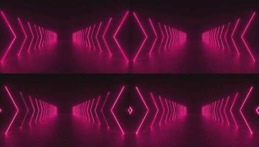 粉色霓虹灯的黑暗隧道高清在线视频素材下载