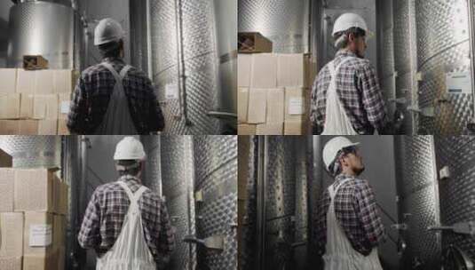 用于葡萄酒发酵的大型钢桶高清在线视频素材下载