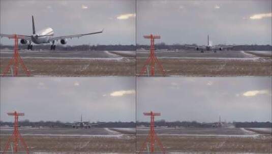 机场航拍特写飞机降落高清在线视频素材下载