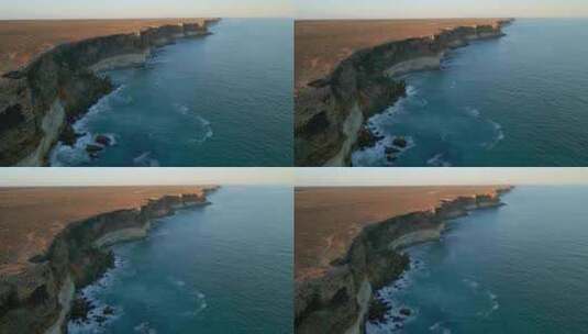 白天南澳大利亚海洋旁纳拉伯悬崖的高角度视高清在线视频素材下载
