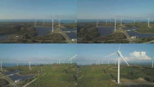 太阳能农场风车高清在线视频素材下载